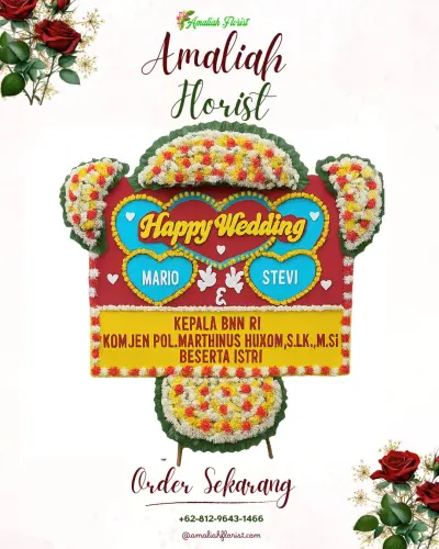 Karangan Papan Bunga Pernikahan di Bintang